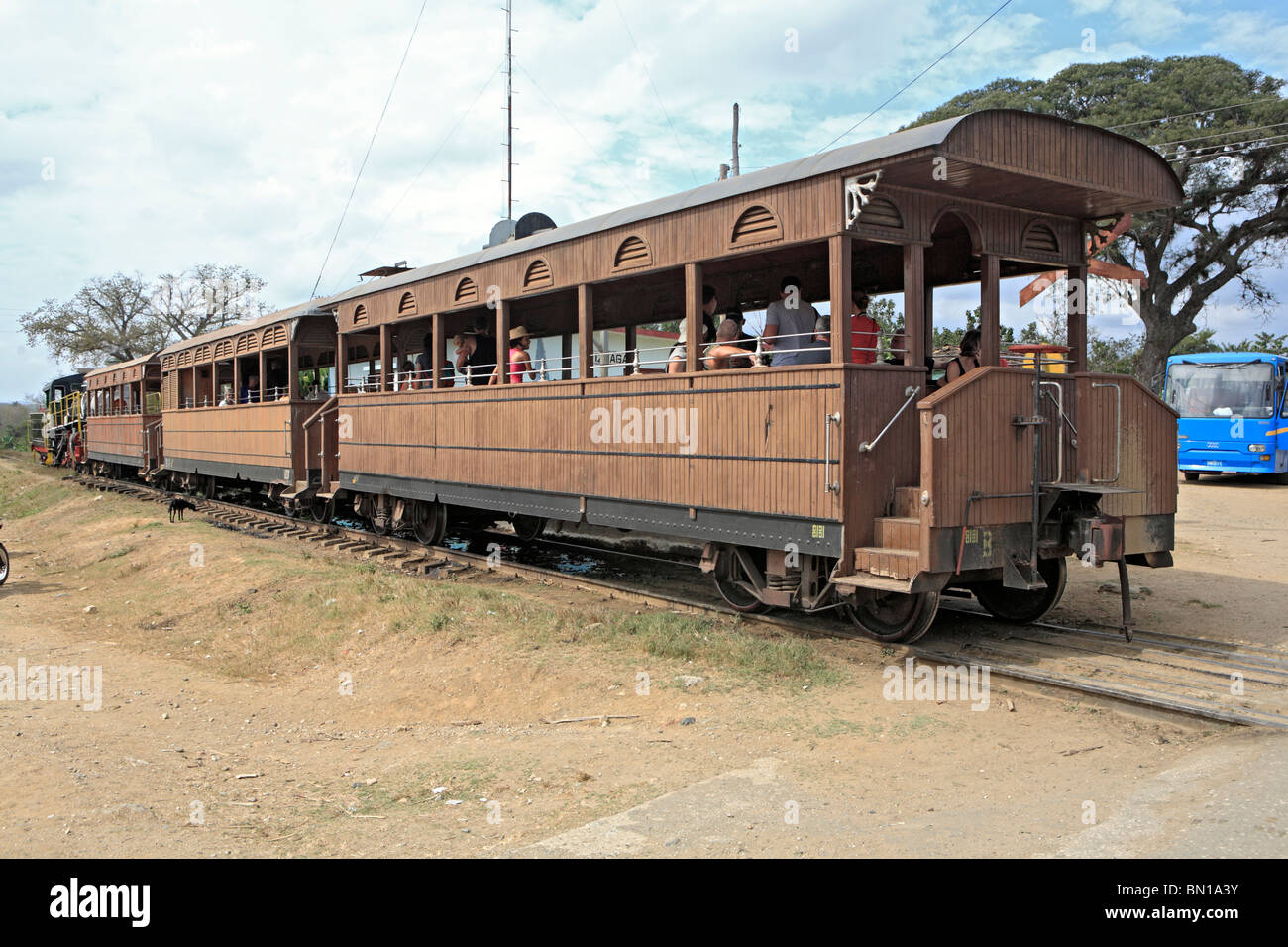 La Valle de los Ingenios, fabbrica Manaca Iznaga, vecchio treno, Cuba Foto Stock