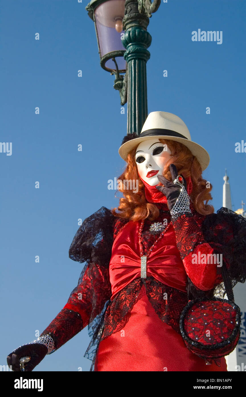 L'Italia, il Carnevale di Venezia maschera e costume Foto Stock