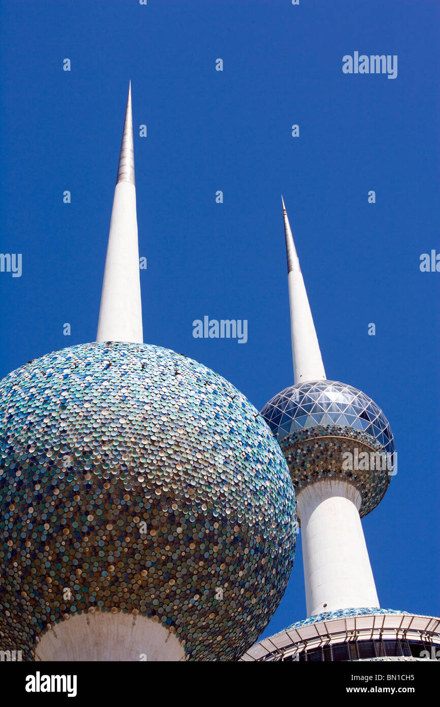 Kuwait Towers, iconico punto di riferimento, lo Stato del Kuwait, Medio Oriente Foto Stock