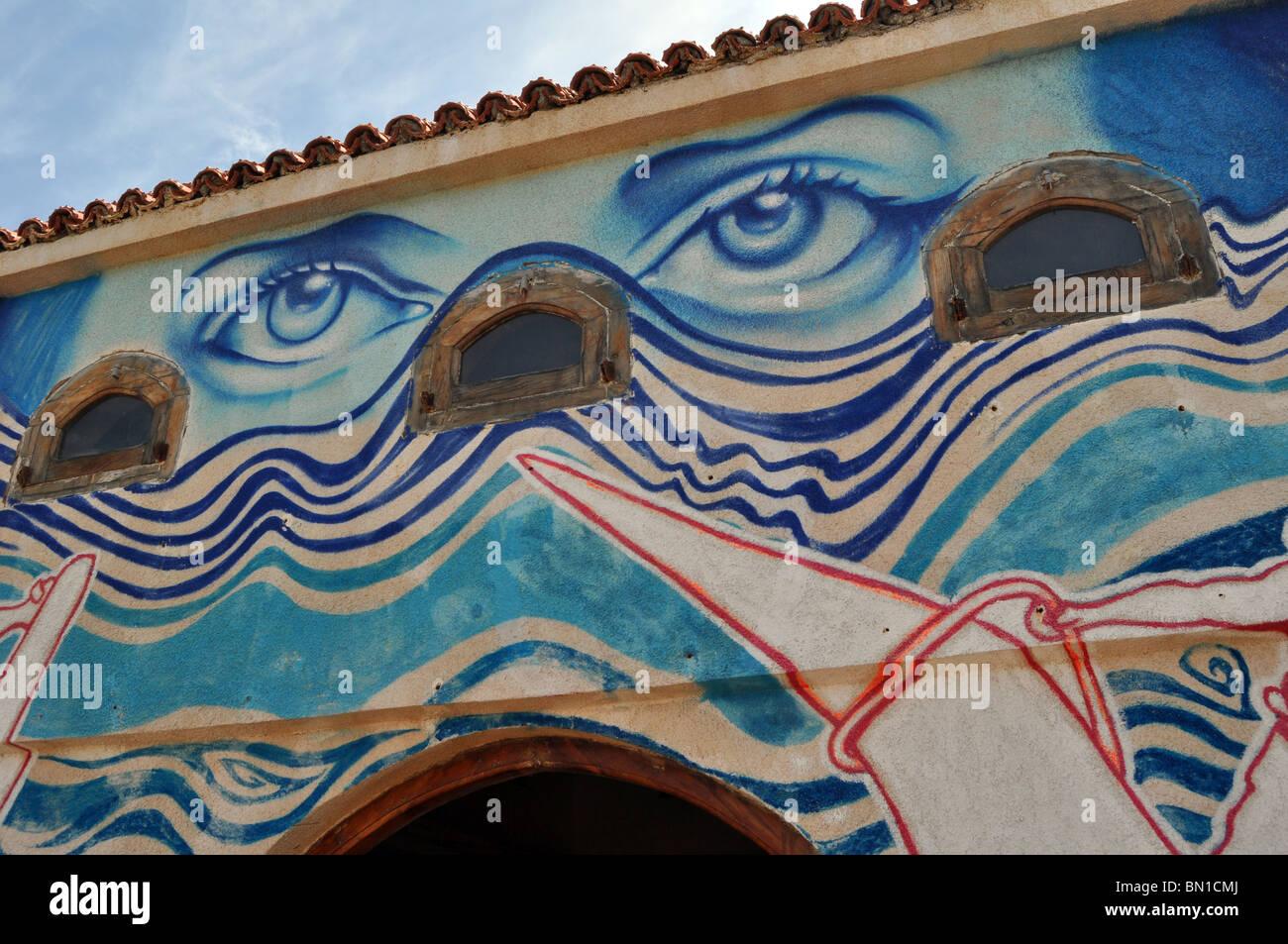 Surf art di Sidi Kaouki, Marocco Foto Stock
