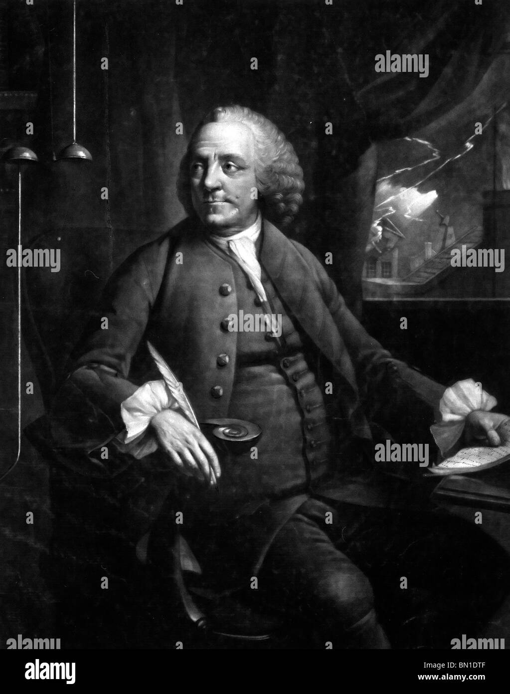 Benjamin Franklin, statista americano, inventore, Diplomat Foto Stock