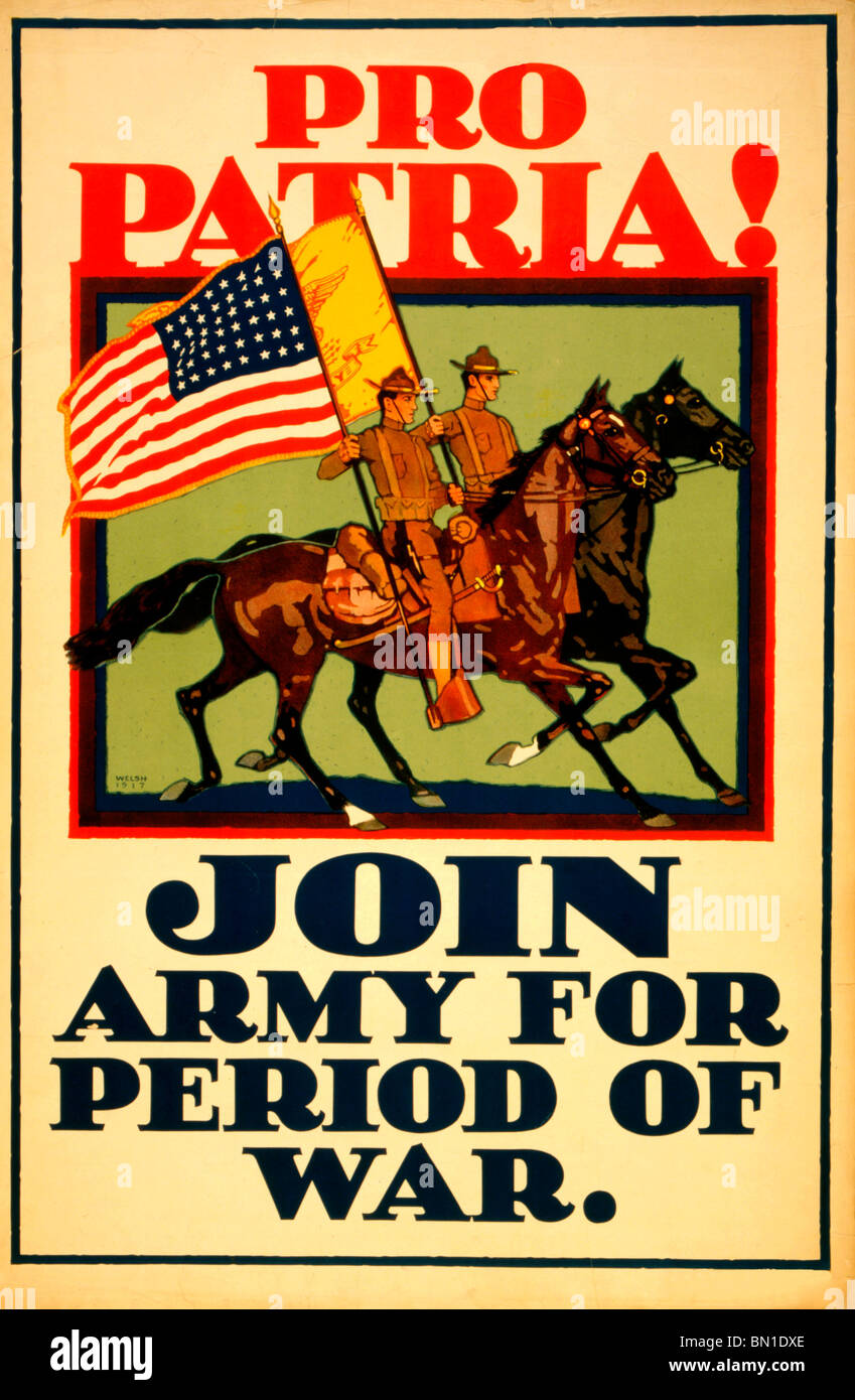 Pro Patria! Unisciti a esercito per periodo di guerra - la guerra mondiale I poster di reclutamento Foto Stock