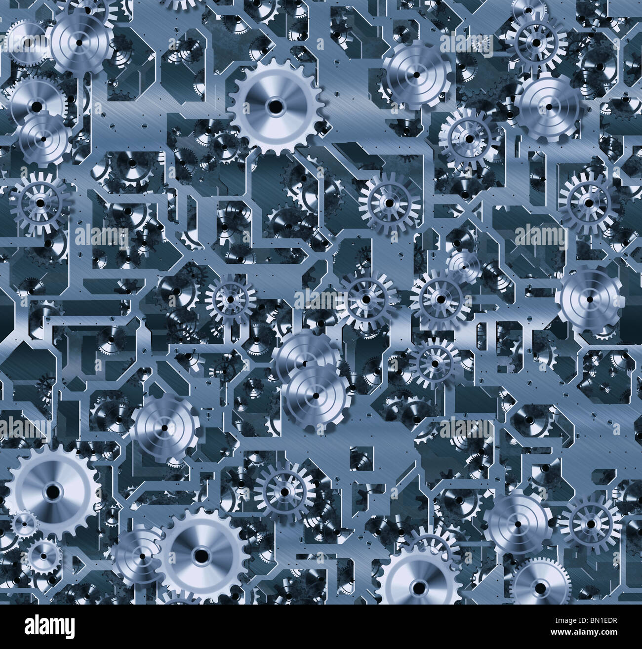 All'interno della macchina per la precisione di un orologio con un sacco di denti e ingranaggi Foto Stock