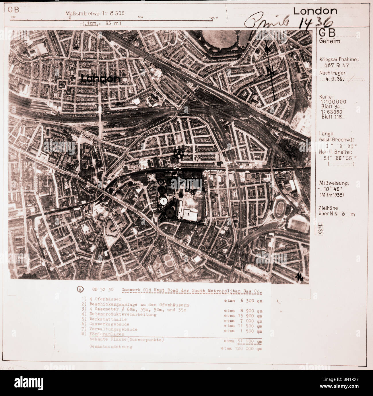 Londra - Walworth 4 giugno 1940 Old Kent Road lavori Gas Foto Stock