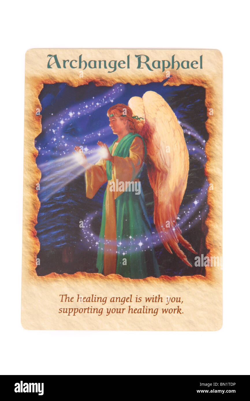 Un angelo scheda offre "arcangelo Raphael' Foto Stock