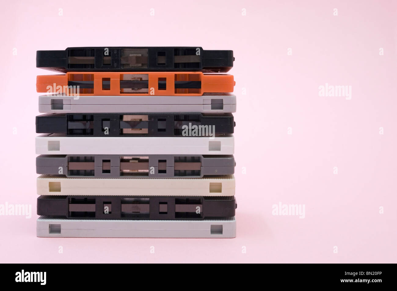 Impilati di cassette audio Foto Stock
