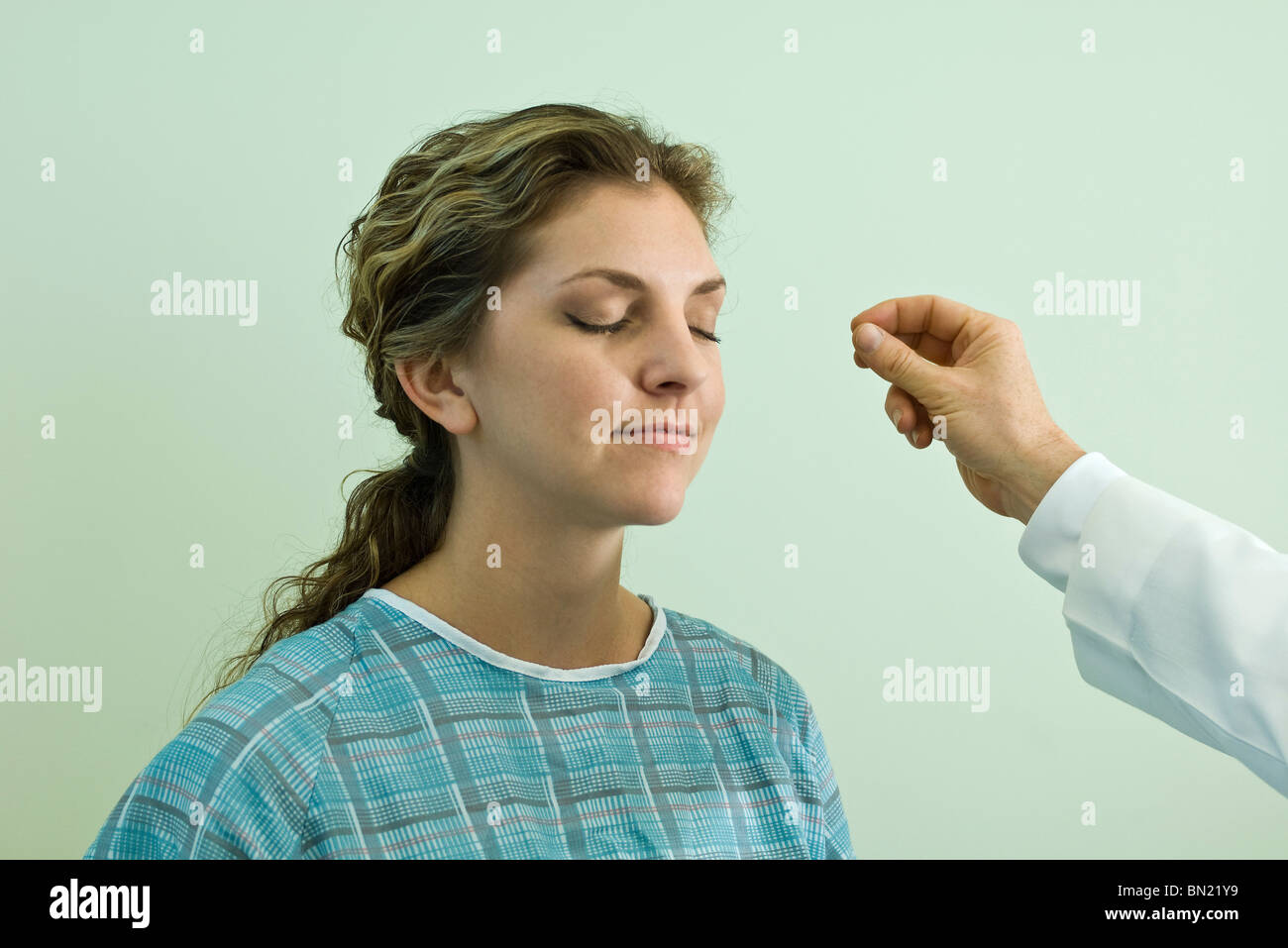 Paziente sottoposto a esame medico Foto Stock