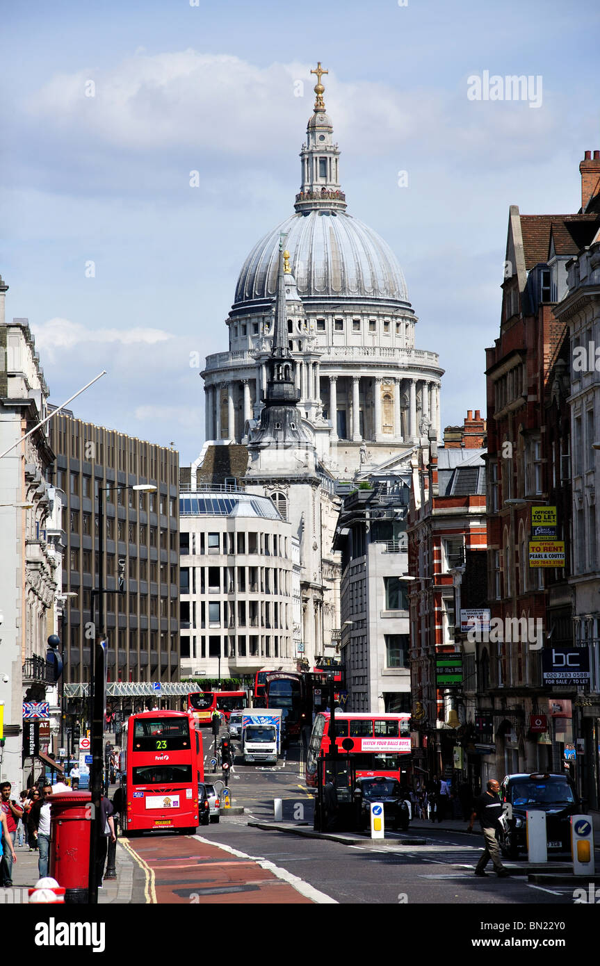 San Paolo Cattedrale da Fleet Street, City of London, Londra, Inghilterra, Regno Unito Foto Stock