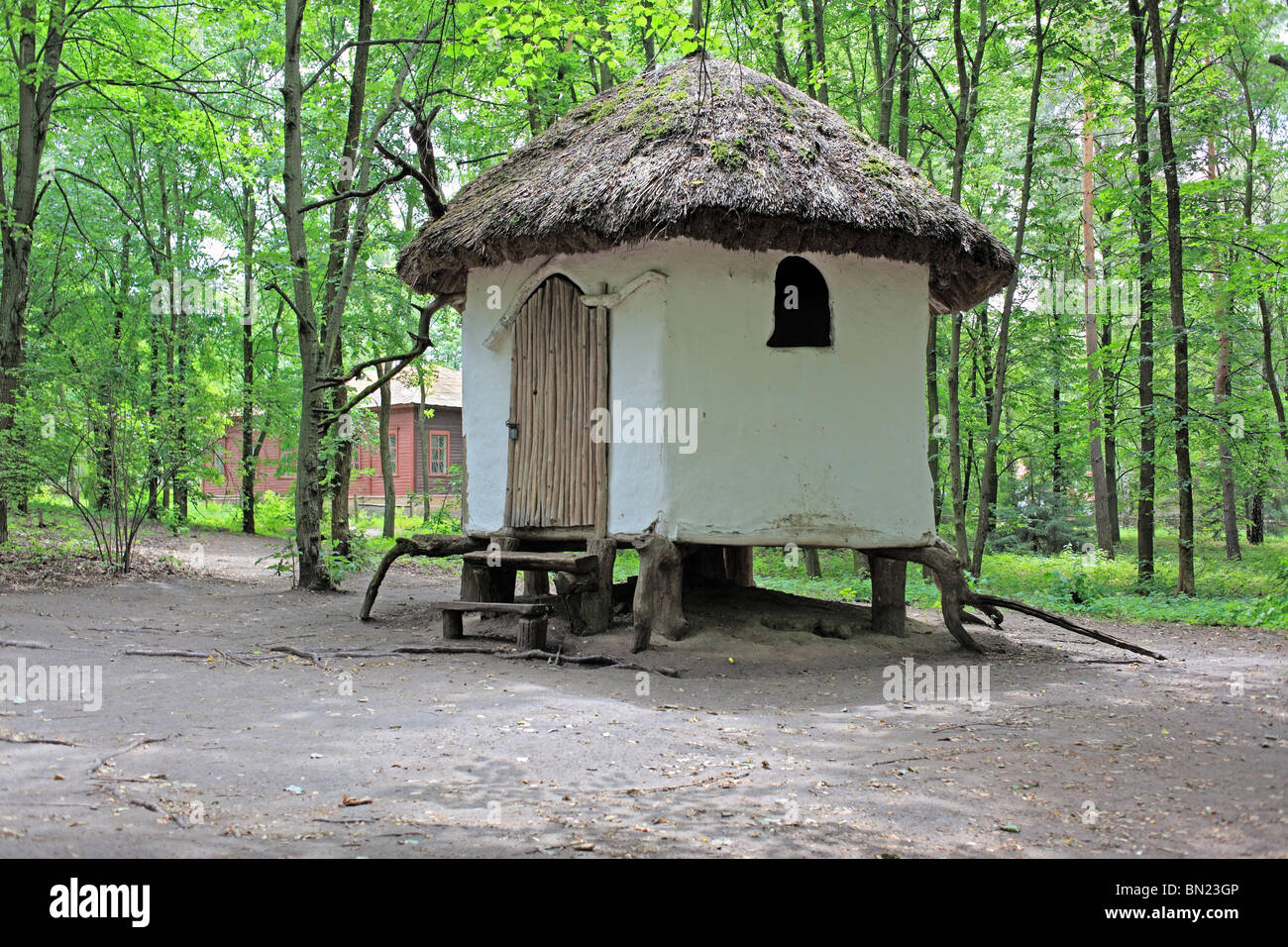 Villaggio Tradizionale casa - Museo di architettura popolare, Pereiaslav-Khmelnytskyi, Oblast di Cherkasy, Ucraina Foto Stock