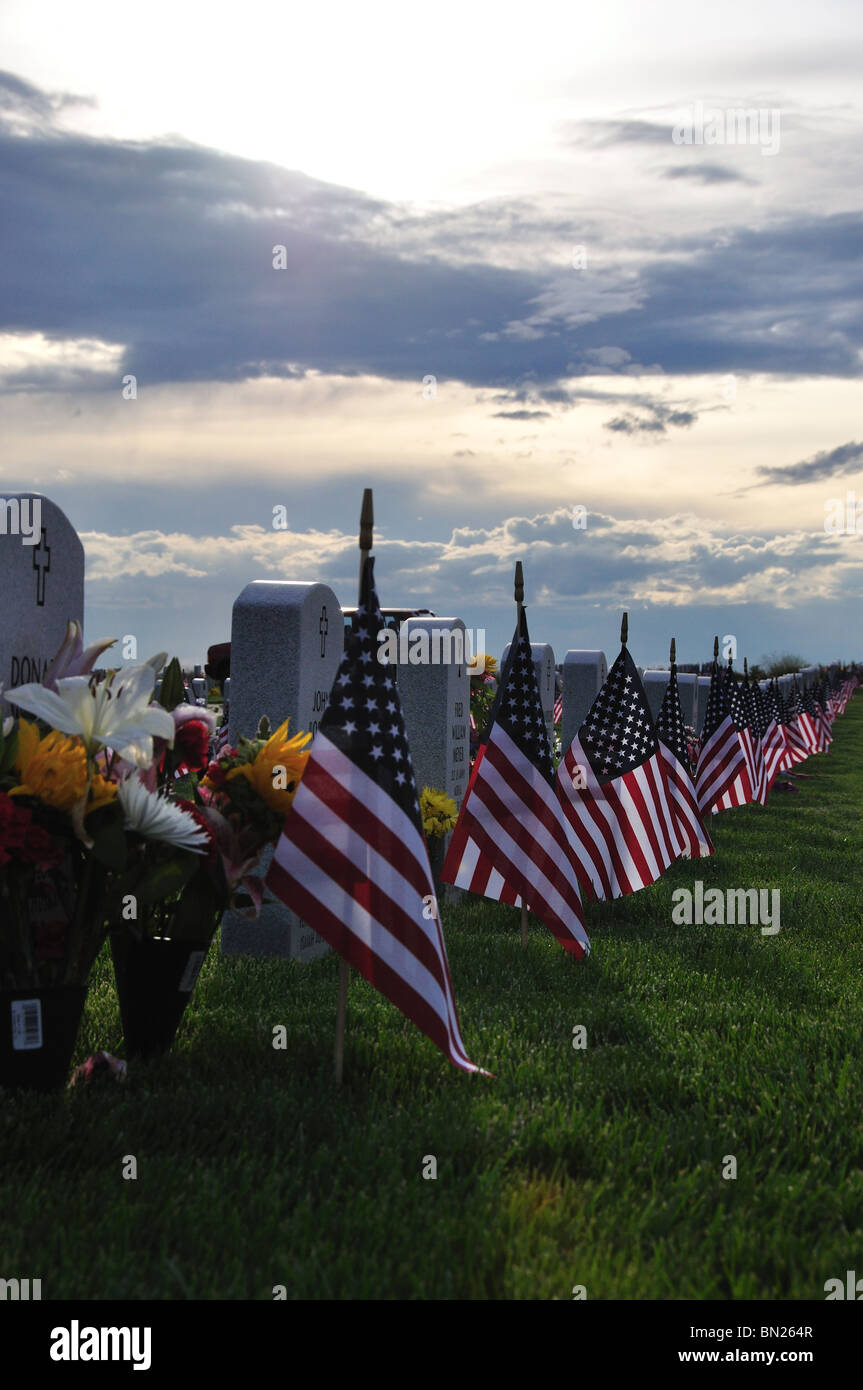 Stati Uniti d'America, Idaho Boise, Dry Creek cimitero, veterano di tombe del Memorial Day Foto Stock