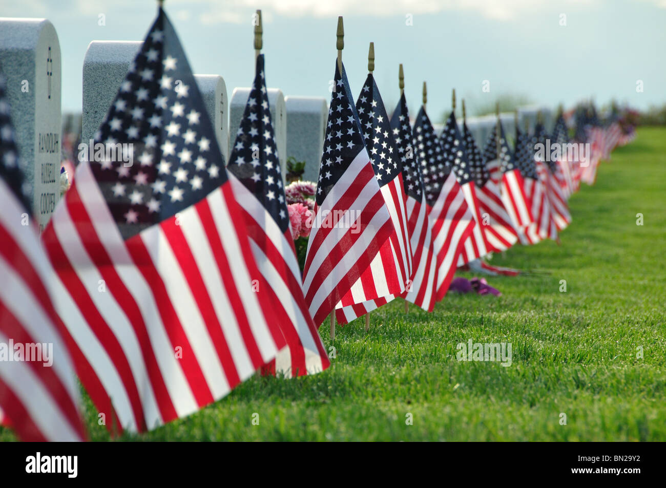 Stati Uniti d'America, Idaho Boise, Dry Creek cimitero, veterano di tombe del Memorial Day Foto Stock