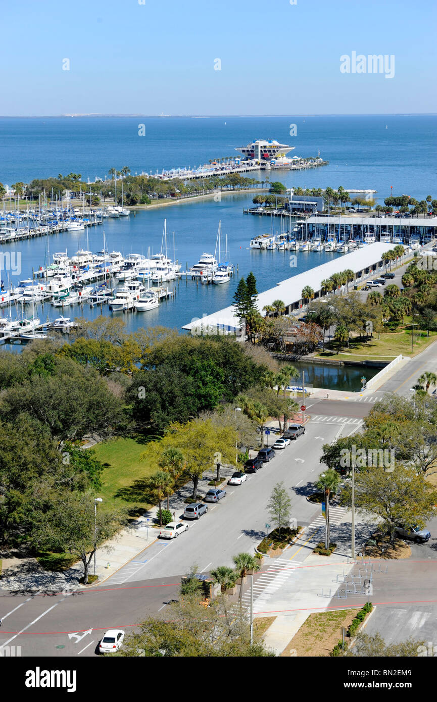 Vista del molo e marina centro di St Petersburg Florida Foto Stock
