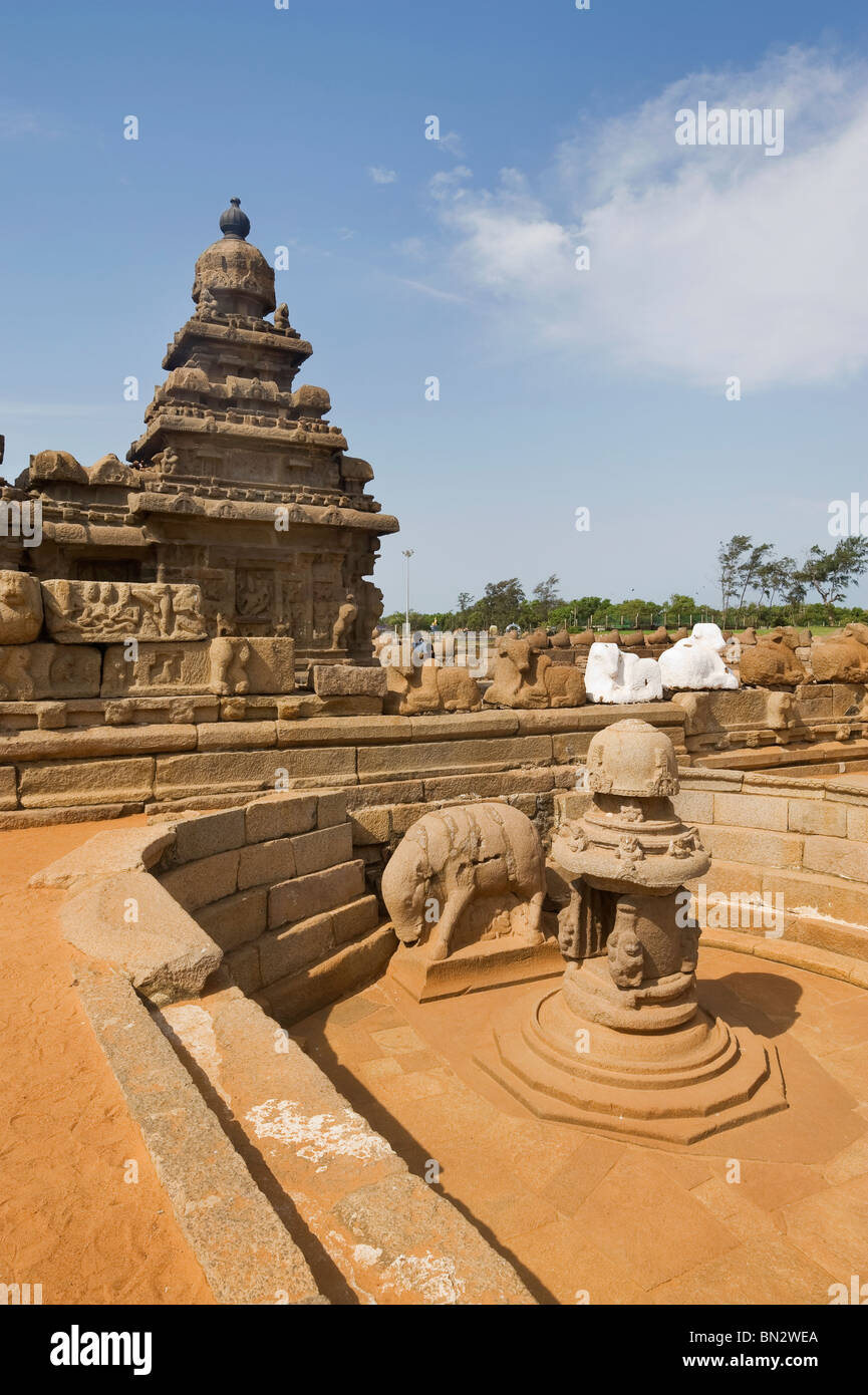 India Tamil Nadu Mamallapuram il tempio Shore segnalata l'umanità di estate mediante l'organizzazione dell'UNESCO Foto Stock