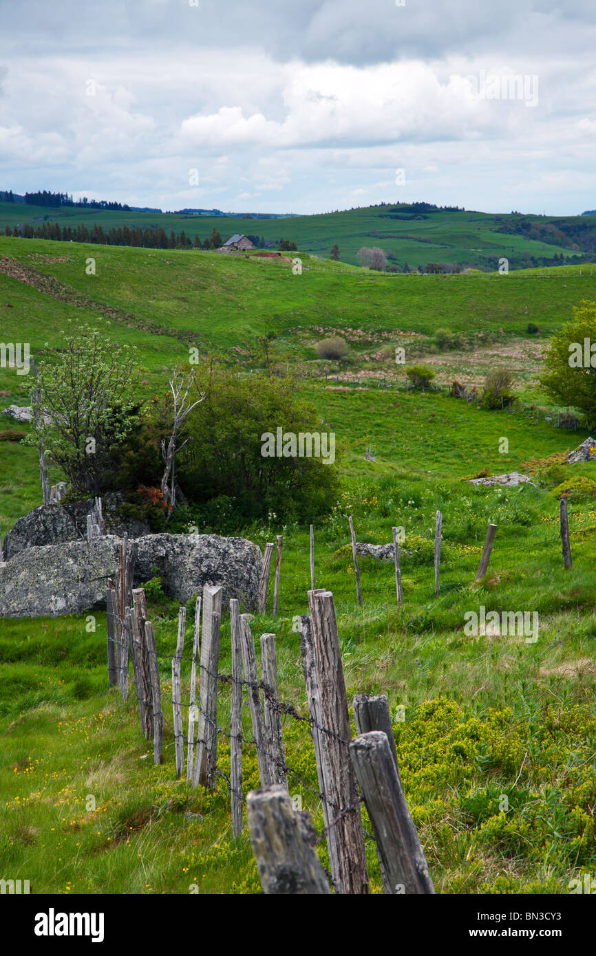 Paesaggio rurale nel Massiccio Centrale, Auvergne, Francia Foto Stock