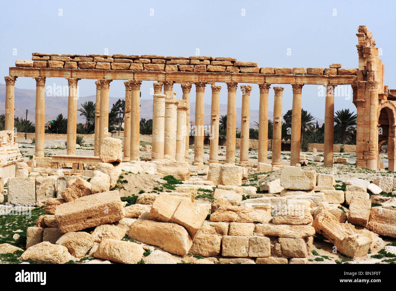 Resti di antiche città di Palmyra in Siria Foto Stock