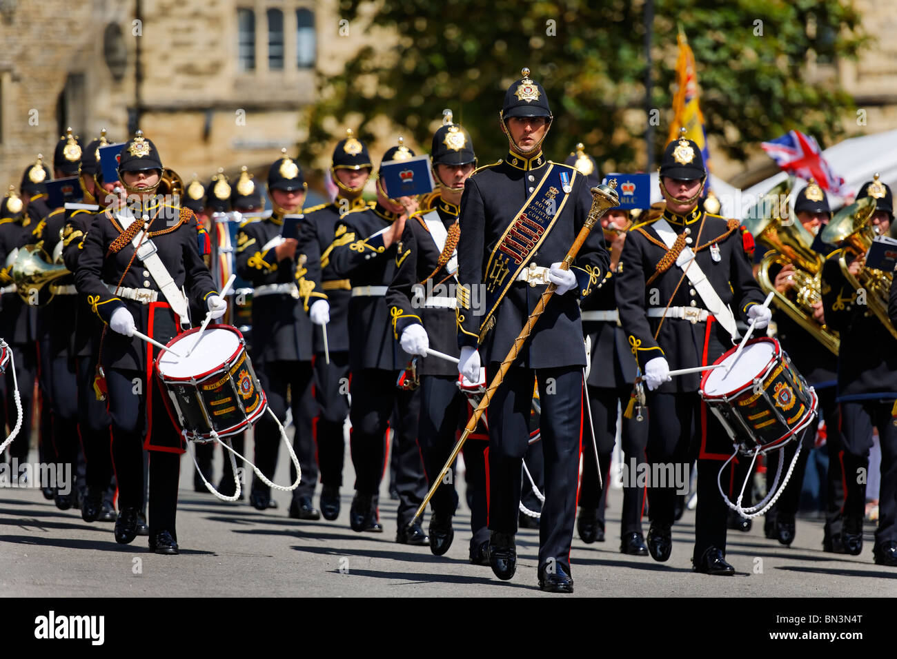 Il Royal Logistic Corps Band in parata. Foto Stock