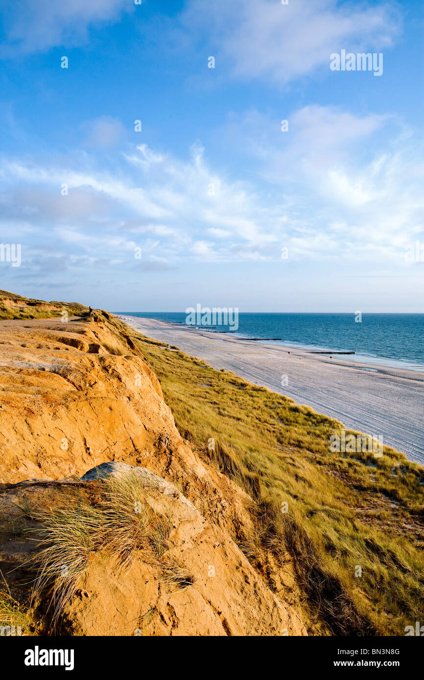 Cliff (Rotes Kliff) presso la costa occidentale di Sylt, Germania, vista in elevazione Foto Stock