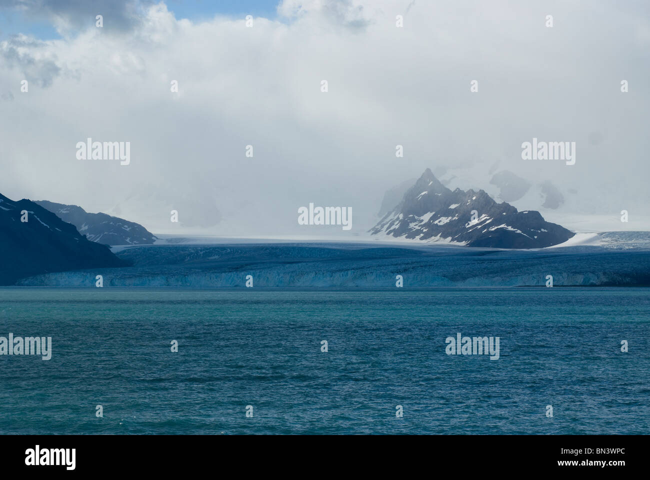 Paesaggio glaciale della Georgia del Sud, vista dalla barca, Georgia del Sud Foto Stock