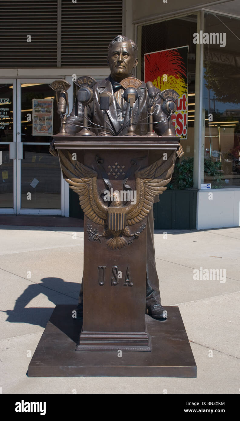 Franklin Roosevelt statua in bronzo in Rapid City, South Dakota. Foto Stock