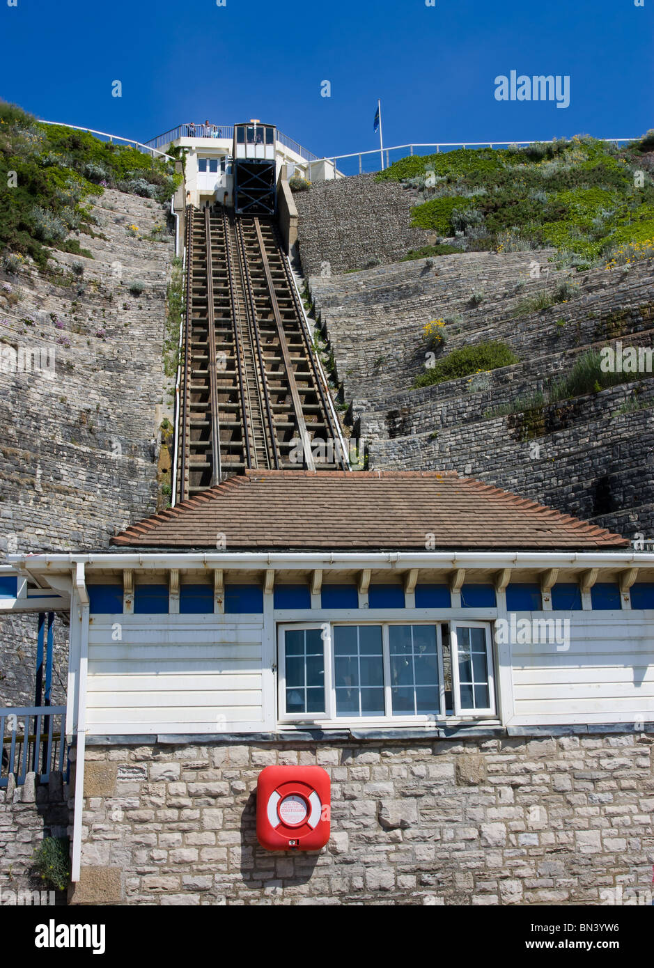 Bournemouth cliff railway, Dorset in inglese costa sud in estate. Foto Stock