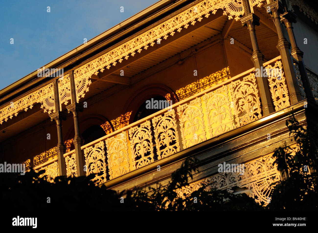 Ghisa trine, casa vittoriana in Elsternwick, Melbourne, Victoria, Australia Foto Stock