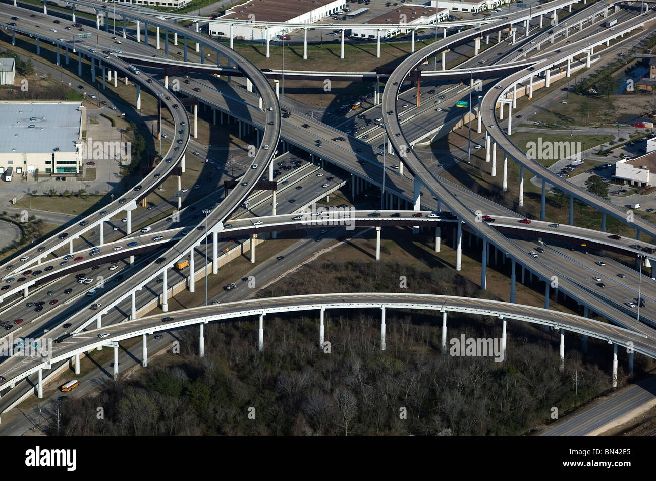 Vista aerea al di sopra di Houston Texas interscambio autostradale Foto Stock