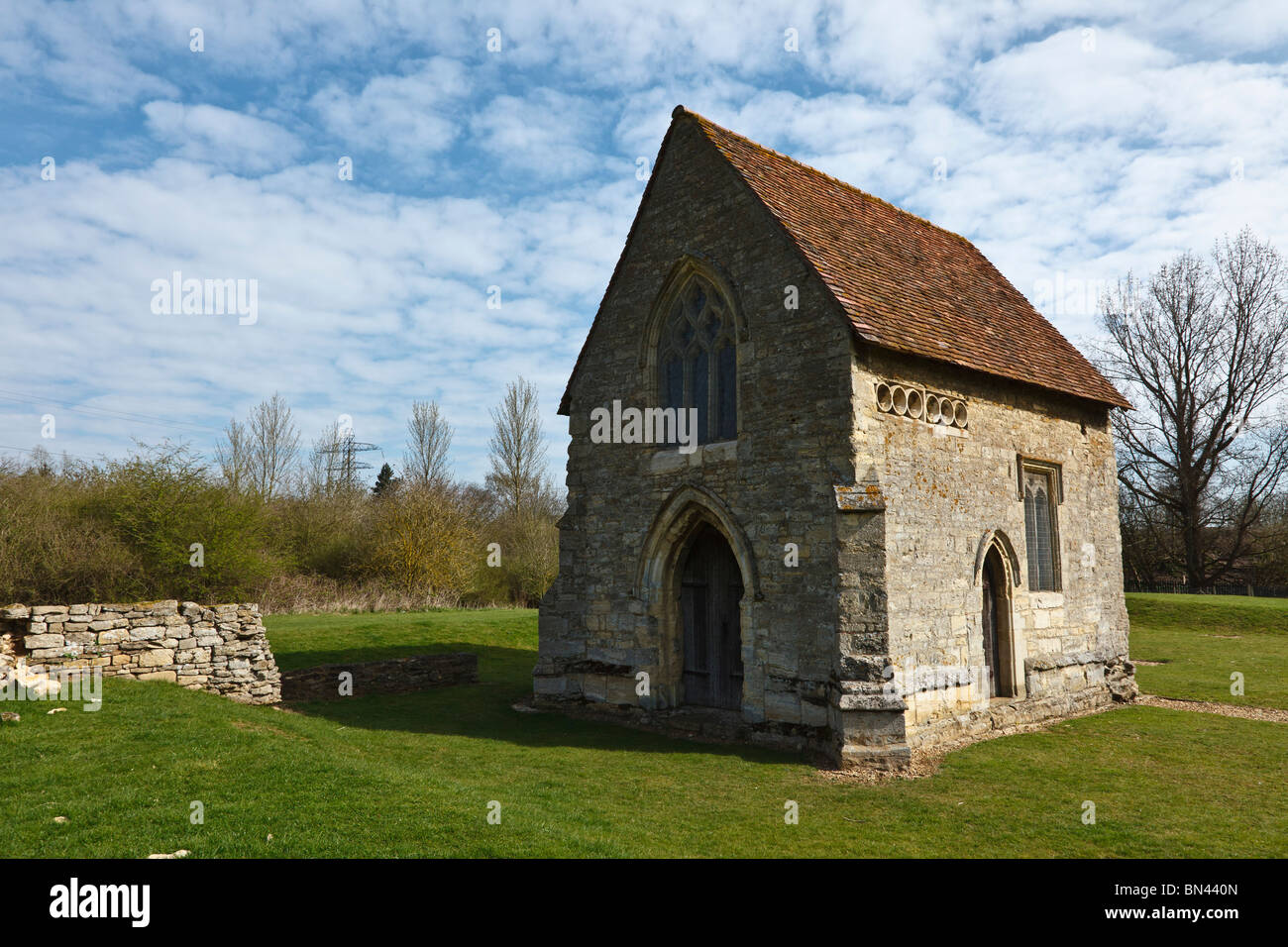 Il XIV secolo la cappella di pellegrinaggio della Madonna di Bradwell Abbey, Milton Keynes. Foto Stock