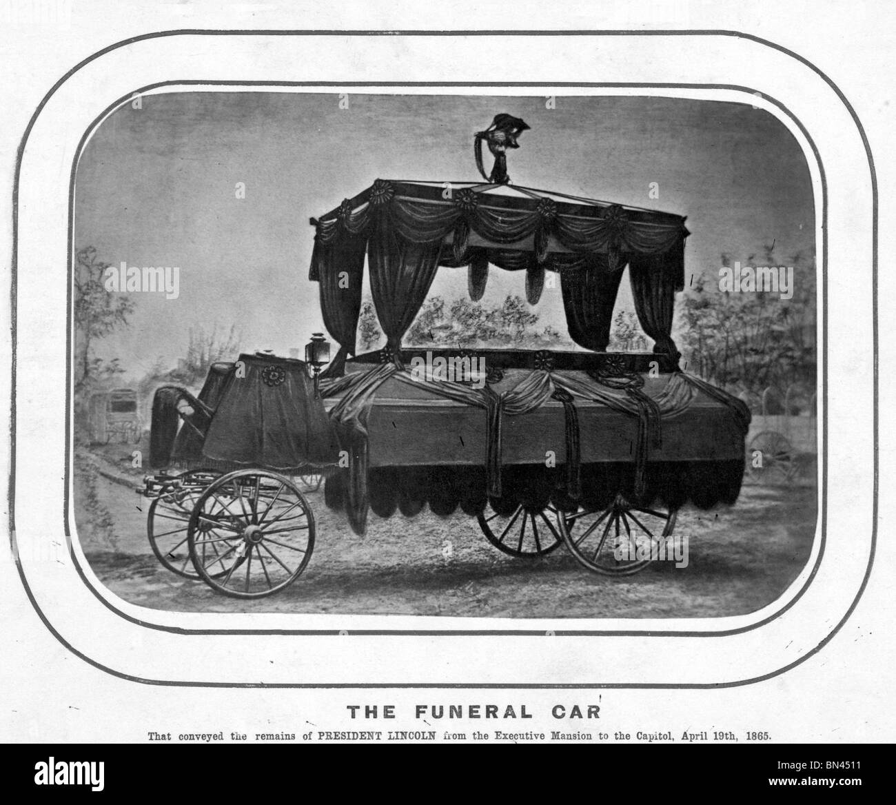 Il funerale di automobile che trasportato i resti del Presidente Lincoln dall'Executive Mansion al Campidoglio, 19 aprile 1865 Foto Stock