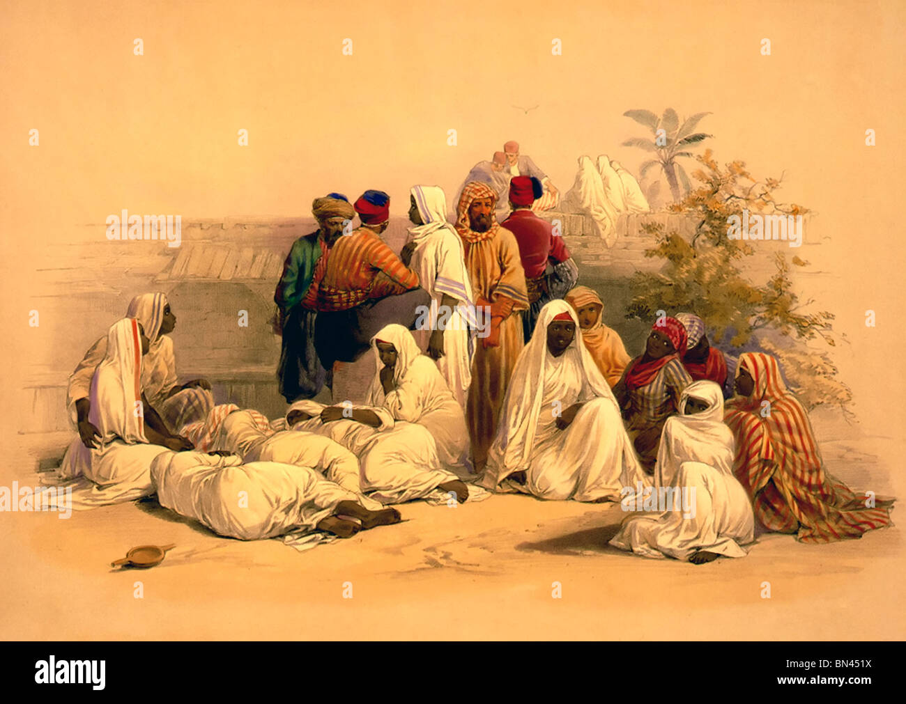 Nel mercato di schiavi del Cairo, Egitto, circa 1850 Foto Stock