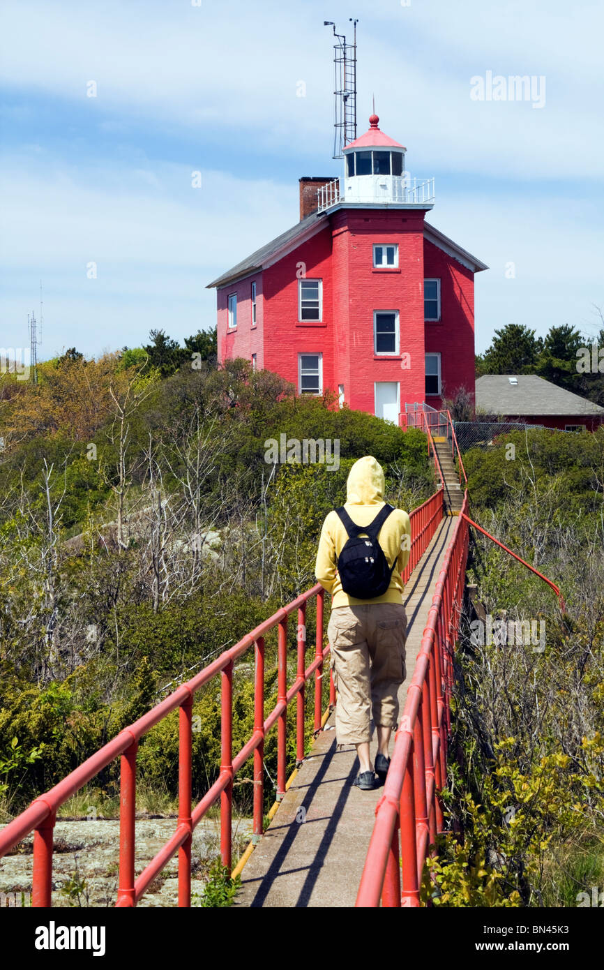 Tourist da Marquette Faro del porto nel Michigan Foto Stock