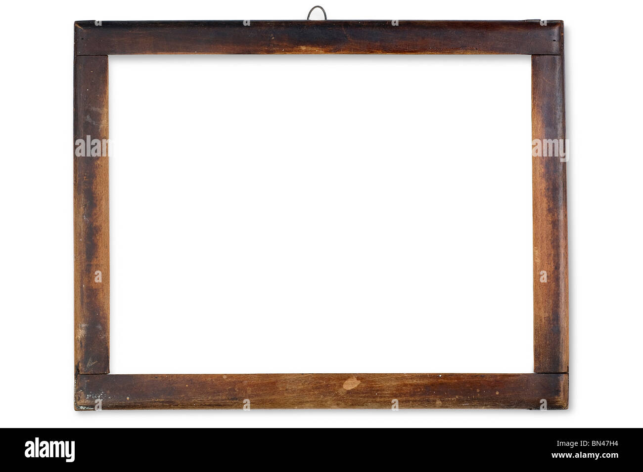 Un vecchio telaio di legno su bianco Foto Stock