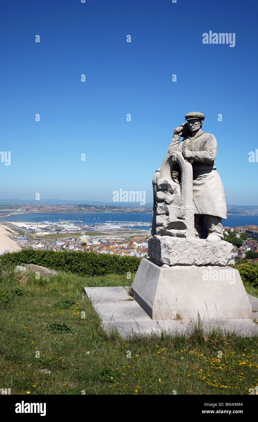 Lo spirito di Portland scultura affacciato sul porto di Portland, il luogo per la vela eventi delle Olimpiadi del 2012 Foto Stock