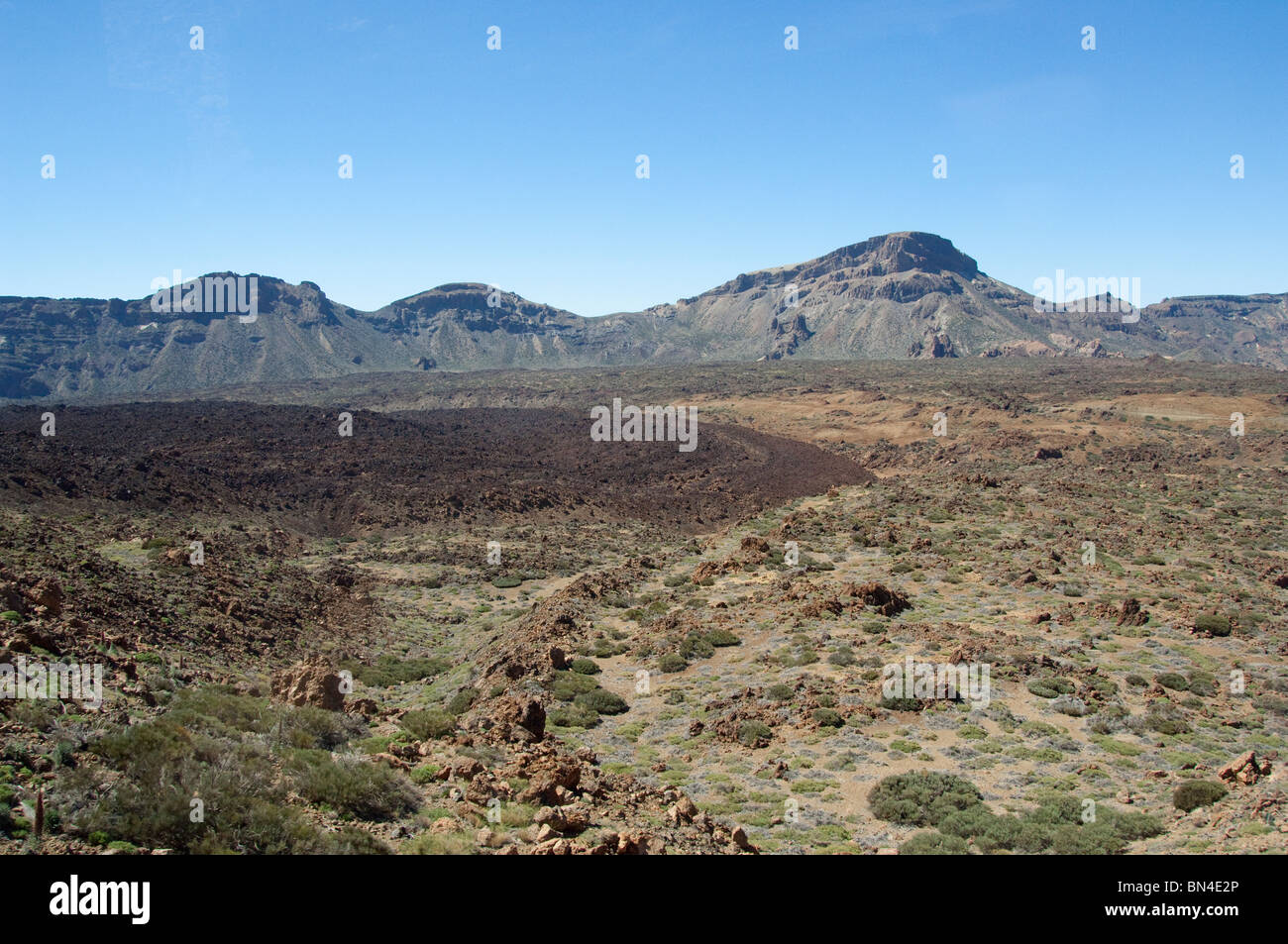 Spagna Isole Canarie Tenerife. Las Canadas del Parco Nazionale. Tipico di lava vulcanica paesaggio. Foto Stock