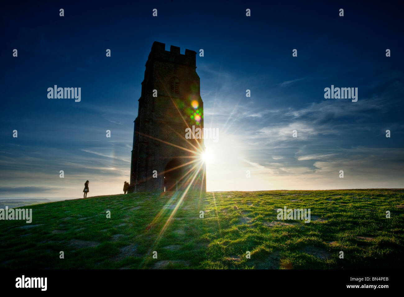 Glastonbury Tor al tramonto Foto Stock