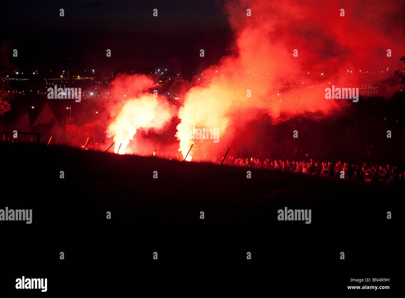 La masterizzazione di vimini cerimonia uomo Kings Meadow, Glastonbury Festival 2010 Foto Stock