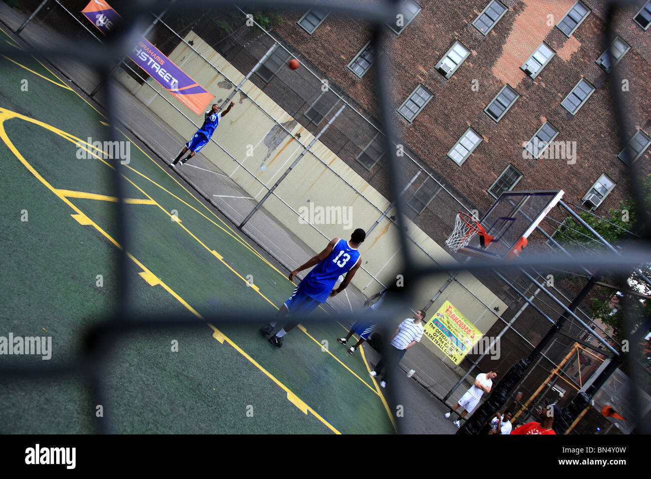 Campo da pallacanestro, West 4th Street, NYC Foto Stock