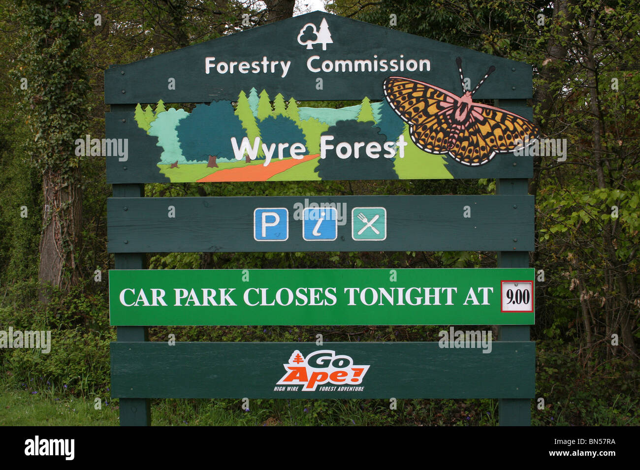 Il Wyre Forest commissione forestale segno, Worcestershire, Regno Unito Foto Stock