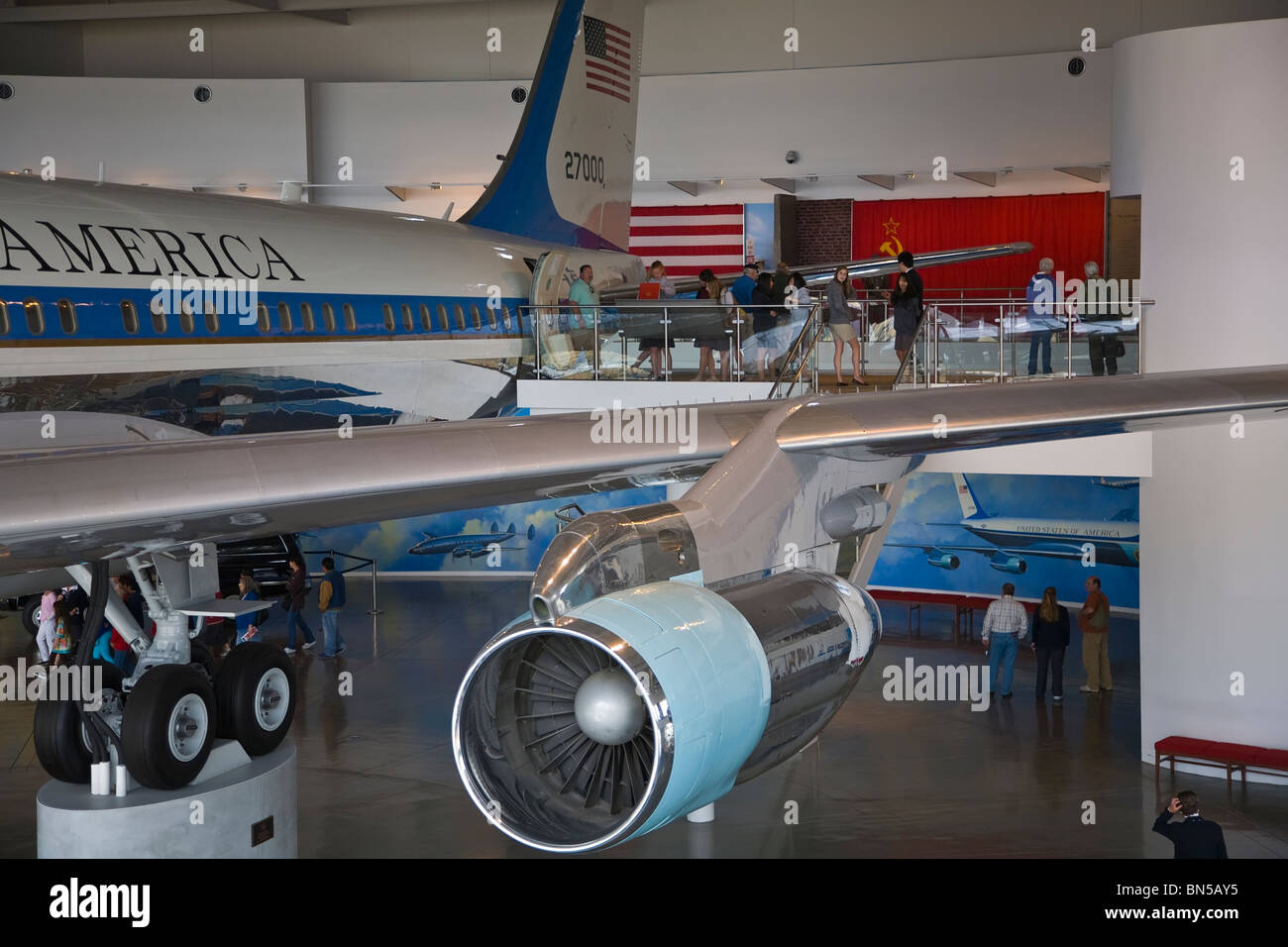 Air Force One presentano al di Ronald Reagan Presidential Library and Museum di Simi Valley California Foto Stock