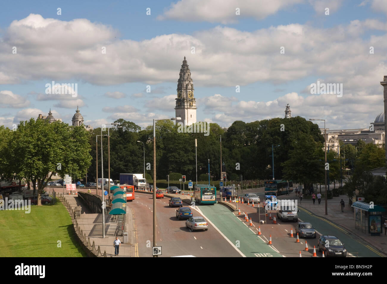 Queensway, Castello di Cardiff, Cardiff, Galles, Regno Unito, Europa Foto Stock