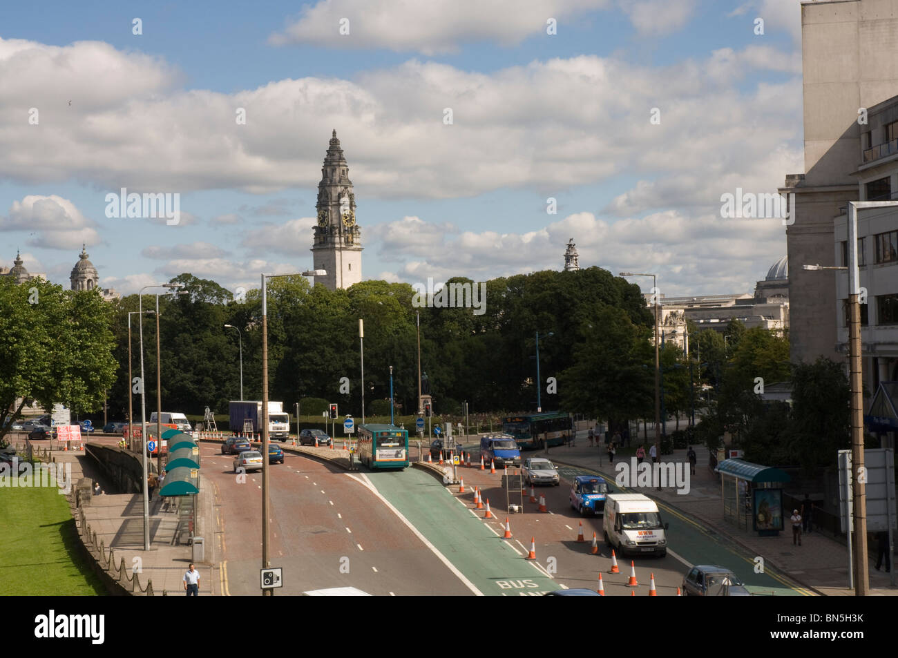 Queensway, Castello di Cardiff, Cardiff, Galles, Regno Unito, Europa Foto Stock