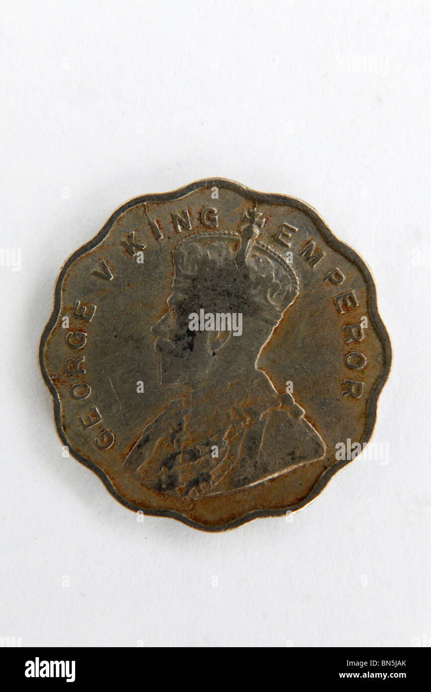 Un indiano moneta raffigura la testa di King-Emperor George V. Foto Stock