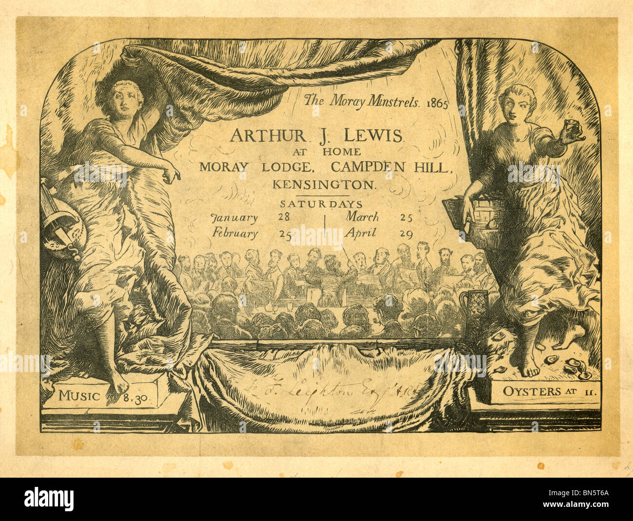 Invito dal Moray Minstrels inviato a Frederick Leighton Foto Stock