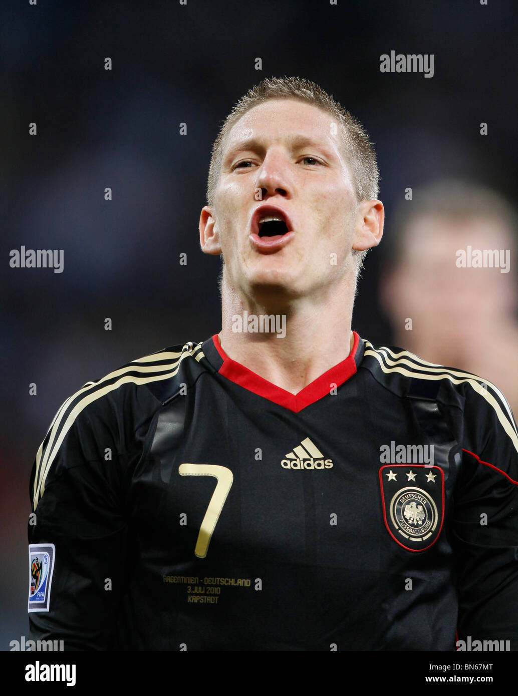 BASTIAN SCHWEINSTEIGER CELEBR ARGENTINA V GERMANIA stadio Green Point di Città del Capo SUD AFRICA 03 Luglio 2010 Foto Stock