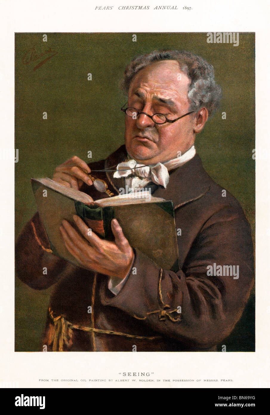 Pere, vedendo, 1897 dipinto da Albert Holden per il sapone vittoriano maker mostra una colleghi con la mancanza di visione Foto Stock