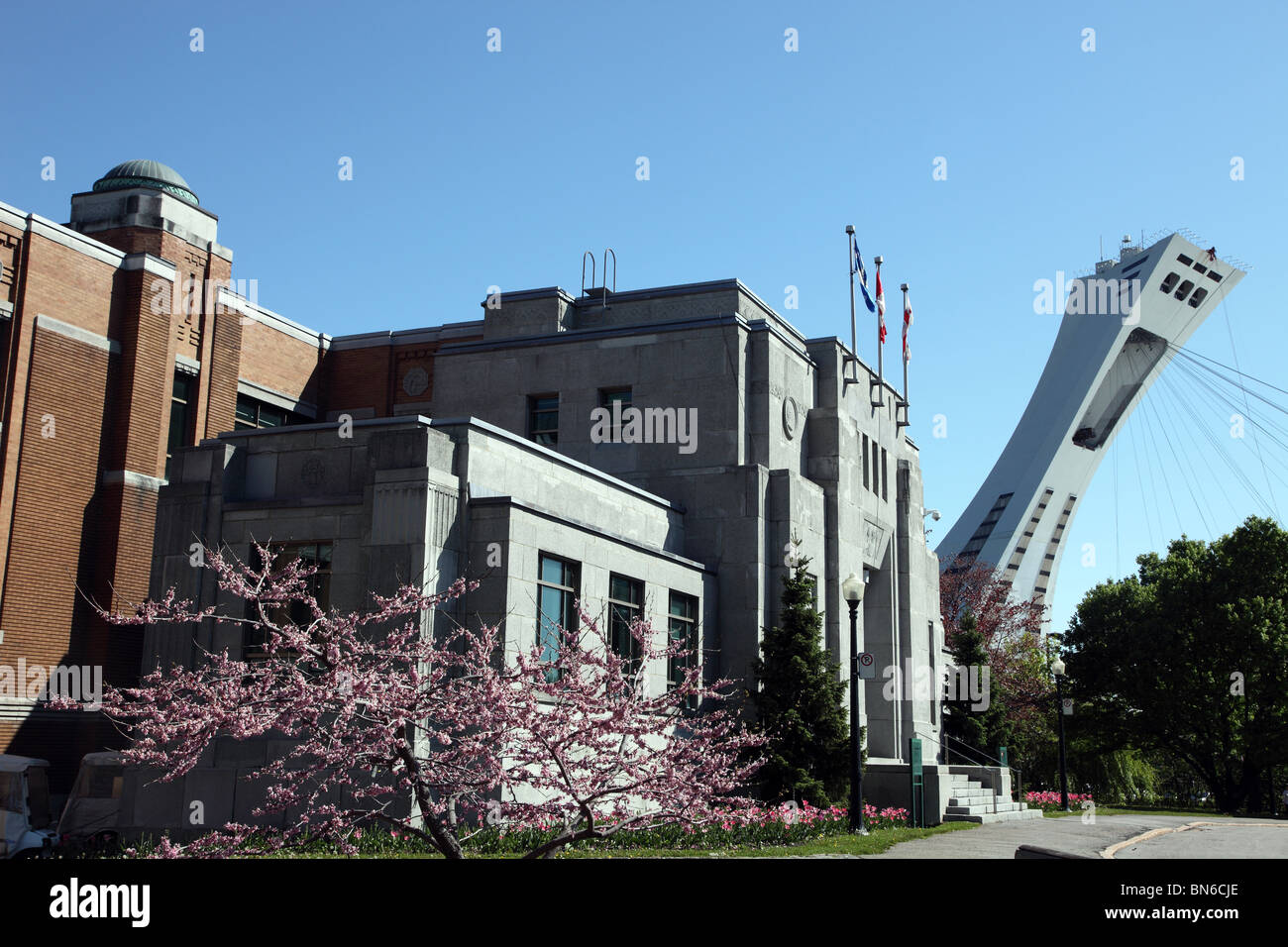 Montreal Botanic Gardens & Olympic Tower Foto Stock