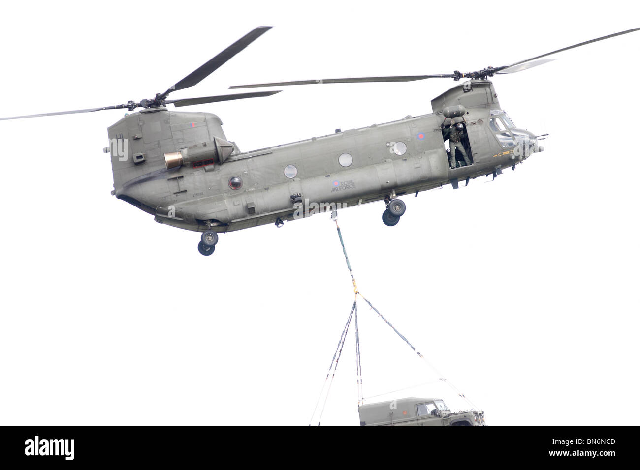 Boeing Chinook è un tandem rotore elicottero Royal Air Force elicottero, RAF Waddington, Lincoln, Airshow internazionale. Il Boei Foto Stock