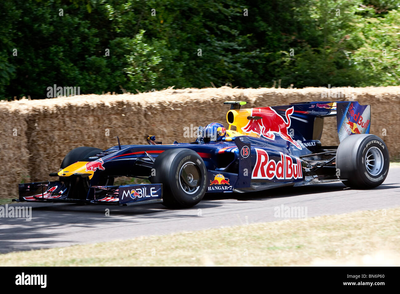 Red Bull Renault RB5 2009 al Festival di Goodwood di velocità azionata da Adrian Newey, Foto Stock