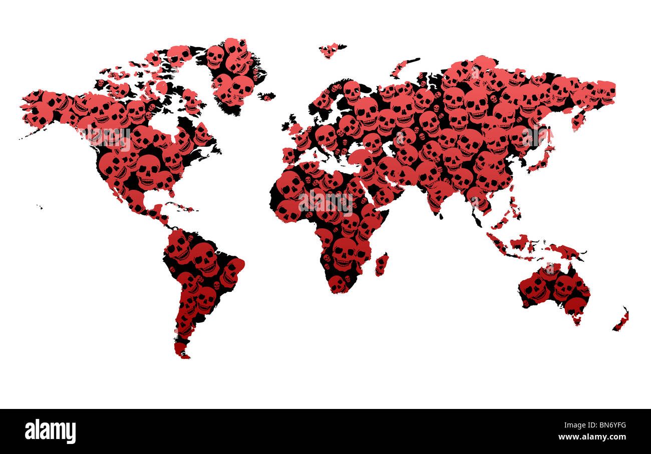 Statistiche criminali di morte che mostra la mappa del mondo Foto Stock