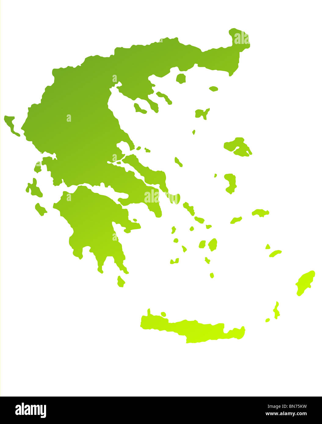 Gradiente verde Mappa di Grecia isolata su uno sfondo bianco. Foto Stock