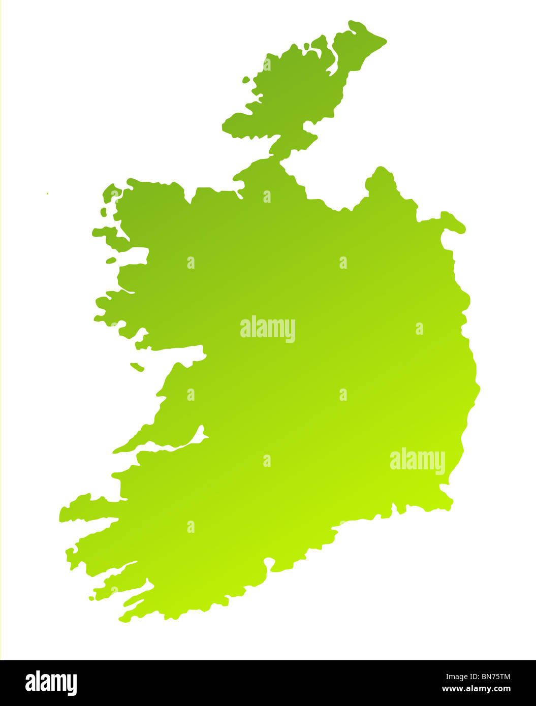 Gradiente verde Mappa di Irlanda isolato su uno sfondo bianco. Foto Stock